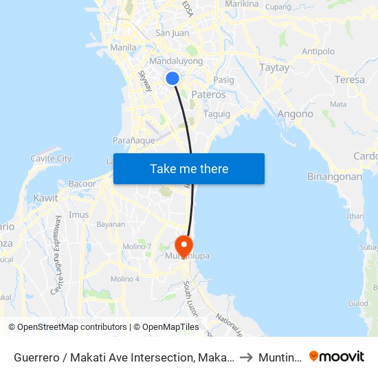 Guerrero / Makati Ave Intersection, Makati City, Manila to Muntinlupa map