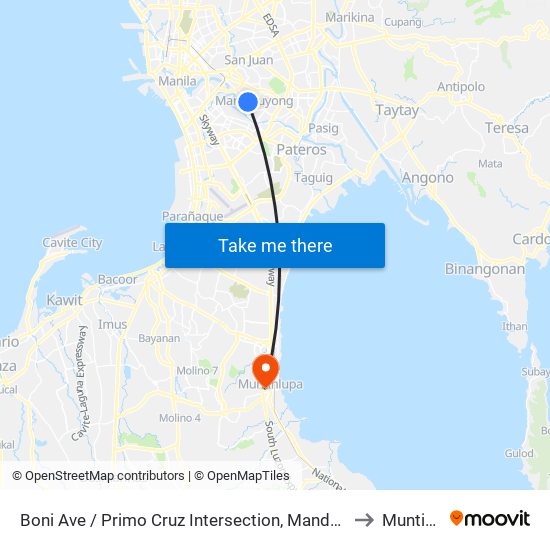 Boni Ave / Primo Cruz Intersection, Mandaluyong City, Manila to Muntinlupa map
