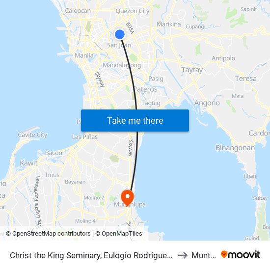 Christ the King Seminary, Eulogio Rodriguez Sr. Ave, Quezon City, Manila to Muntinlupa map