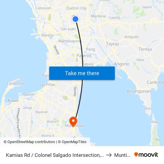 Kamias Rd / Colonel Salgado Intersection, Quezon City, Manila to Muntinlupa map