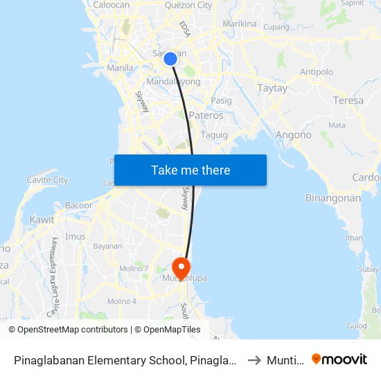 Pinaglabanan Elementary School, Pinaglabanan, San Juan, Manila to Muntinlupa map