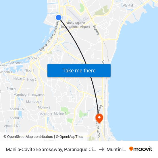Manila-Cavite Expressway, Parañaque City, Manila to Muntinlupa map