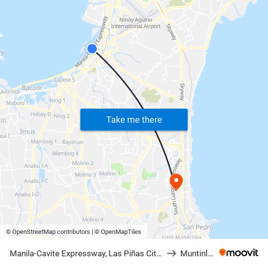 Manila-Cavite Expressway, Las Piñas City, Manila to Muntinlupa map