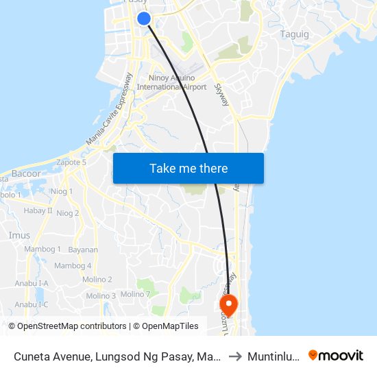 Cuneta Avenue, Lungsod Ng Pasay, Manila to Muntinlupa map