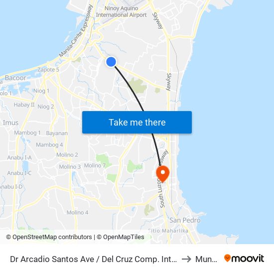 Dr Arcadio Santos Ave / Del Cruz Comp. Intersection, Parañaque City, Manila to Muntinlupa map