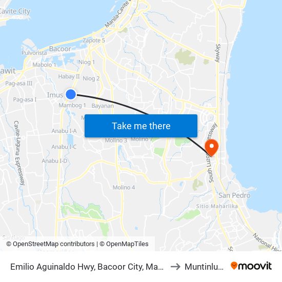 Emilio Aguinaldo Hwy, Bacoor City, Manila to Muntinlupa map