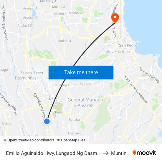 Emilio Aguinaldo Hwy, Lungsod Ng Dasmariñas, Manila to Muntinlupa map