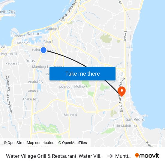 Water Village Grill & Restaurant, Water Village Grill & Restaurant to Muntinlupa map
