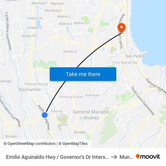 Emilio Aguinaldo Hwy / Governor's Dr Intersection , Lungsod Ng Dasmariñas, Manila to Muntinlupa map