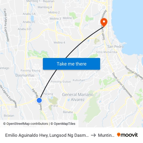 Emilio Aguinaldo Hwy, Lungsod Ng Dasmariñas, Manila to Muntinlupa map