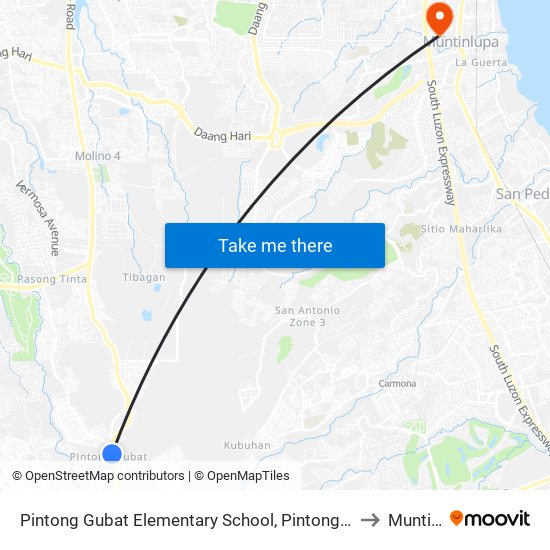 Pintong Gubat Elementary School, Pintong Gubat Elementary School to Muntinlupa map