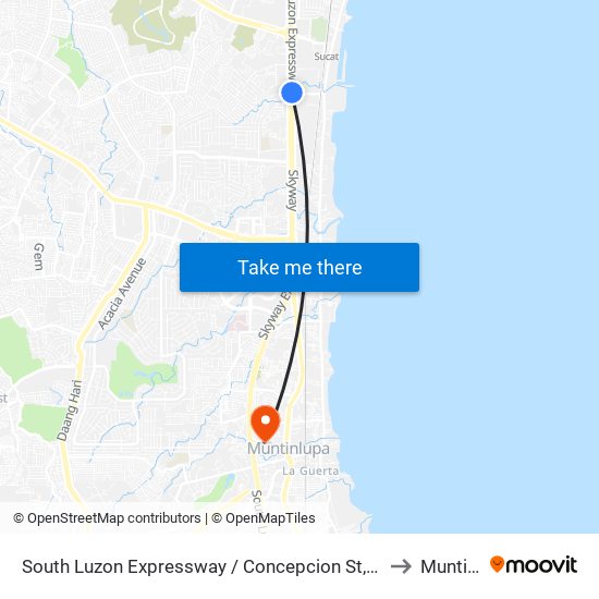 South Luzon Expressway / Concepcion St, Muntinlupa City, Manila to Muntinlupa map