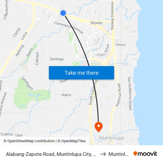 Alabang-Zapote Road, Muntinlupa City, Manila to Muntinlupa map