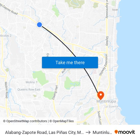 Alabang-Zapote Road, Las Piñas City, Manila to Muntinlupa map