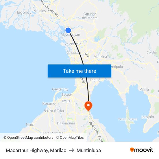 Macarthur Highway, Marilao to Muntinlupa map