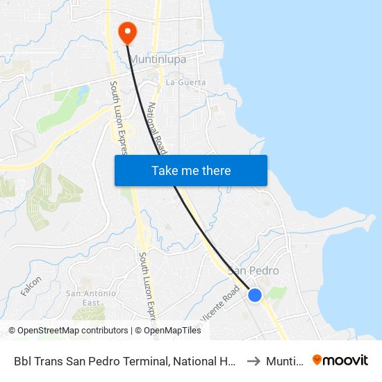Bbl Trans San Pedro Terminal, National Hwy, San Pedro, Manila to Muntinlupa map