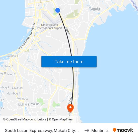 South Luzon Expressway, Makati City, Manila to Muntinlupa map