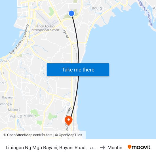 Libingan Ng Mga Bayani, Bayani Road, Taguig City, Manila to Muntinlupa map