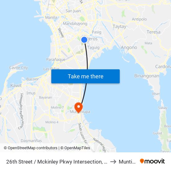 26th Street / Mckinley Pkwy Intersection, Taguig City, Manila to Muntinlupa map