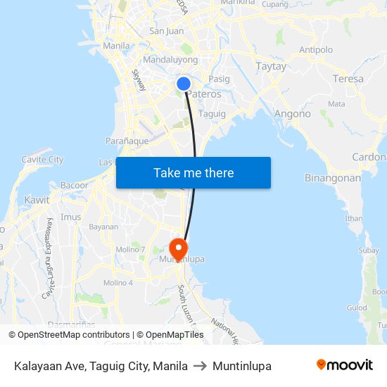 Kalayaan Ave, Taguig City, Manila to Muntinlupa map