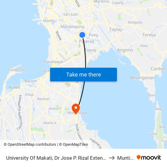 University Of Makati, Dr Jose P. Rizal Extension, Makati City, Manila to Muntinlupa map