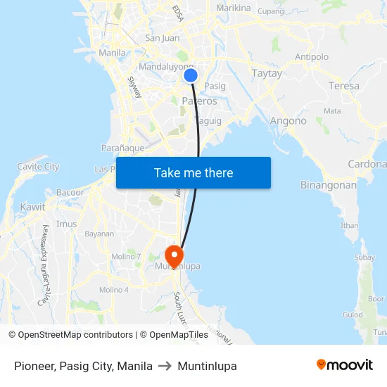 Pioneer, Pasig City, Manila to Muntinlupa map