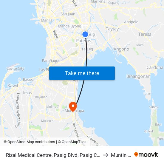 Rizal Medical Centre, Pasig Blvd, Pasig City, Manila to Muntinlupa map