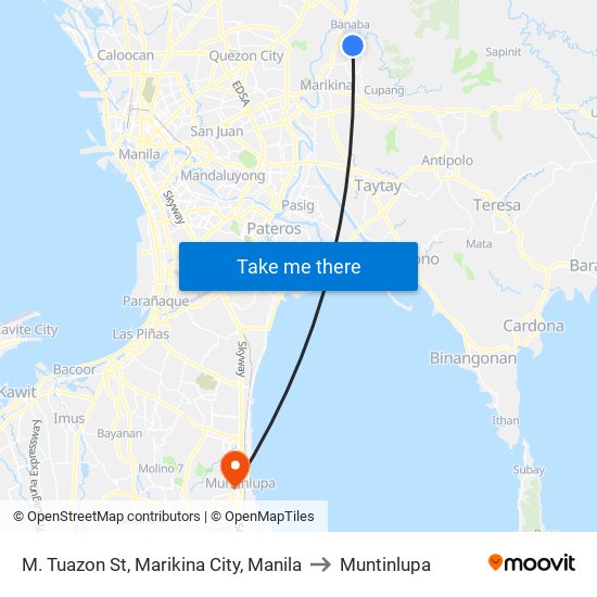 M. Tuazon St, Marikina City, Manila to Muntinlupa map
