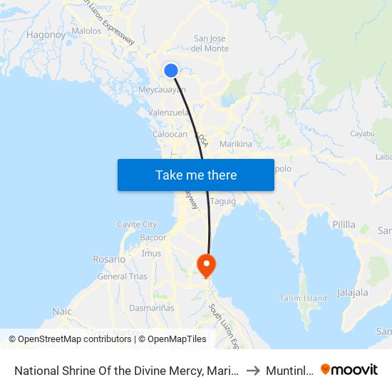 National Shrine Of the Divine Mercy, Marilao, Manila to Muntinlupa map