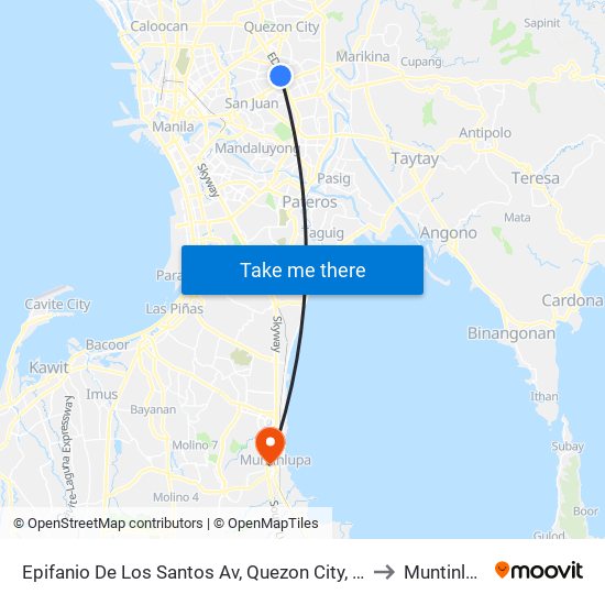 Epifanio De Los Santos Av, Quezon City, Manila to Muntinlupa map