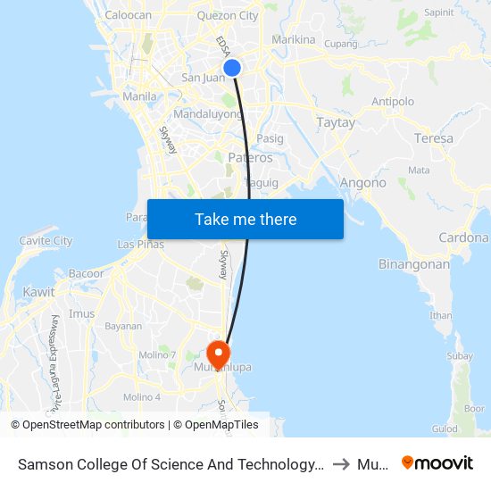 Samson College Of Science And Technology, Epifanio De Los Santos Av, Quezon City, Manila to Muntinlupa map