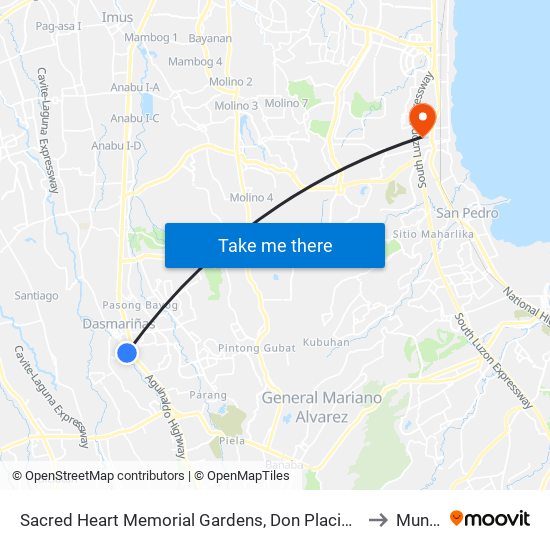 Sacred Heart Memorial Gardens, Don Placido Campos Av, Dasmariñas City, Manila to Muntinlupa map