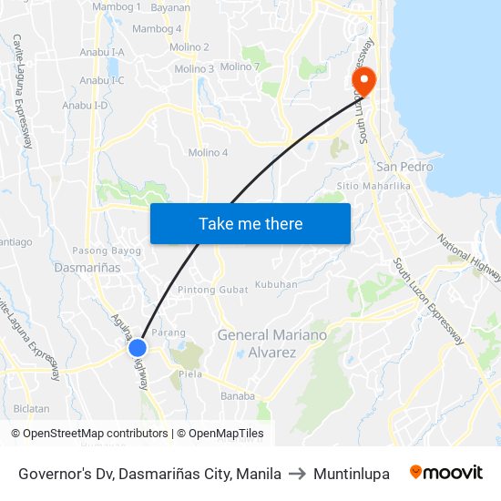 Governor's Dv, Dasmariñas City, Manila to Muntinlupa map