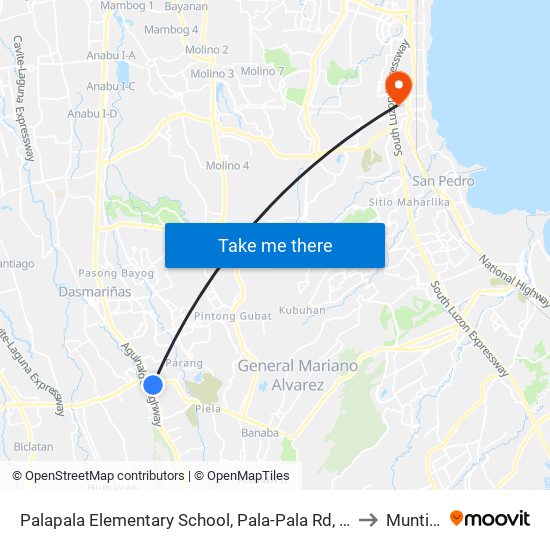 Palapala Elementary School, Pala-Pala Rd, Dasmariñas City, Manila to Muntinlupa map