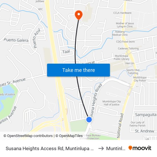 Susana Heights Access Rd, Muntinlupa City, Manila to Muntinlupa map