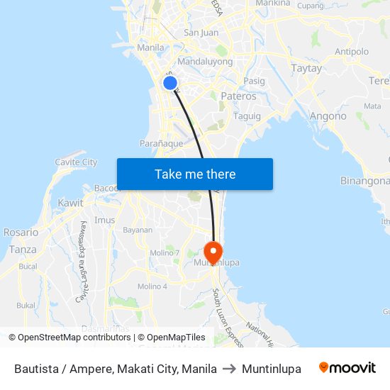 Bautista / Ampere, Makati City, Manila to Muntinlupa map
