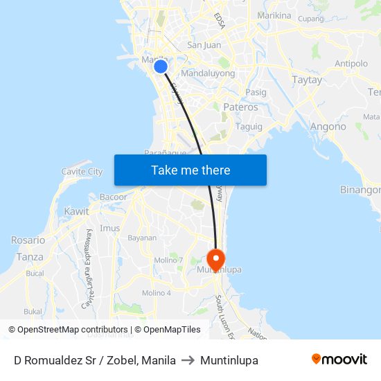 D Romualdez Sr / Zobel, Manila to Muntinlupa map