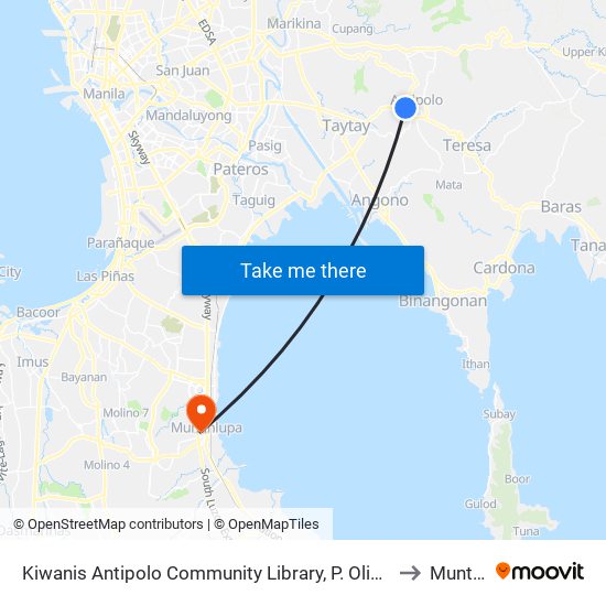 Kiwanis Antipolo Community Library, P. Oliveros St, Antipolo City, Manila to Muntinlupa map