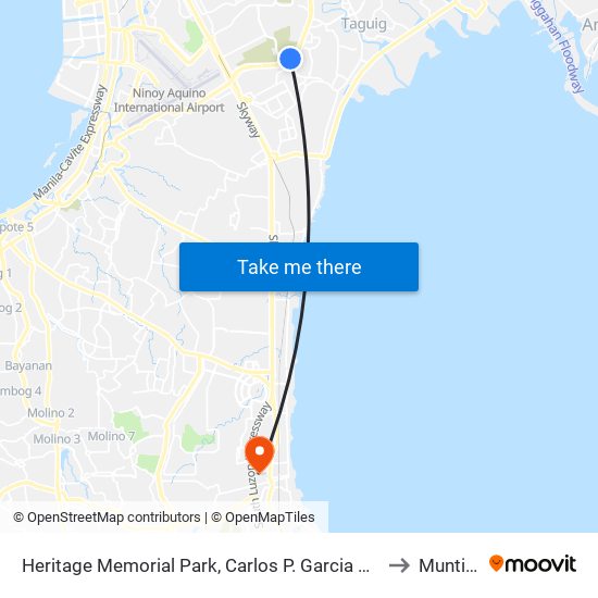 Heritage Memorial Park, Carlos P. Garcia Ave, Taguig City, Manila to Muntinlupa map