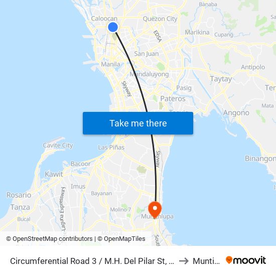Circumferential Road 3 / M.H. Del Pilar St, Caloocan City, Manila to Muntinlupa map