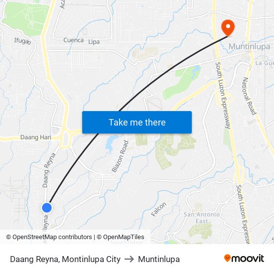 Daang Reyna, Montinlupa City to Muntinlupa map