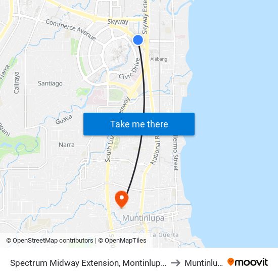 Spectrum Midway Extension, Montinlupa City to Muntinlupa map
