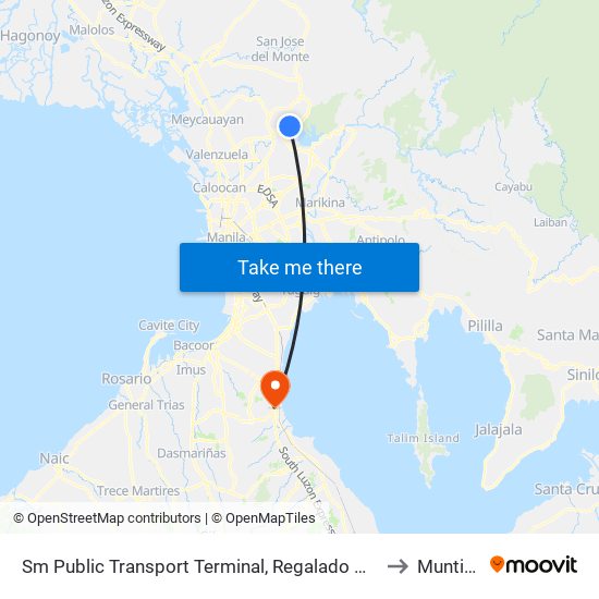 Sm Public Transport Terminal, Regalado Highway, Quezon City to Muntinlupa map