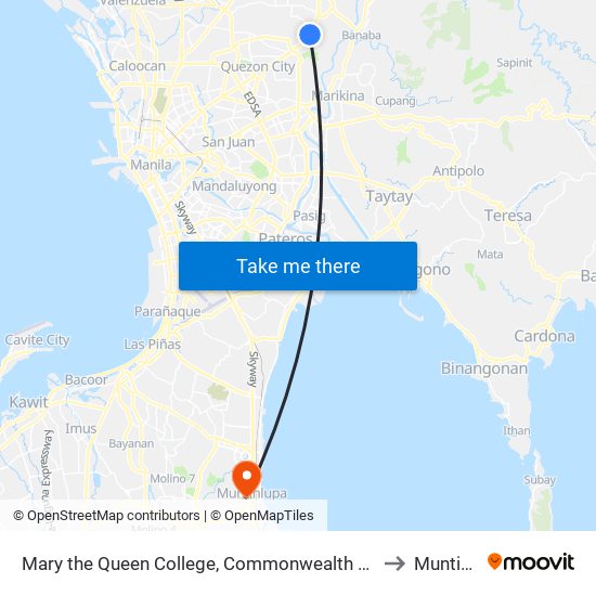 Mary the Queen College, Commonwealth Avenue, Quezon City to Muntinlupa map