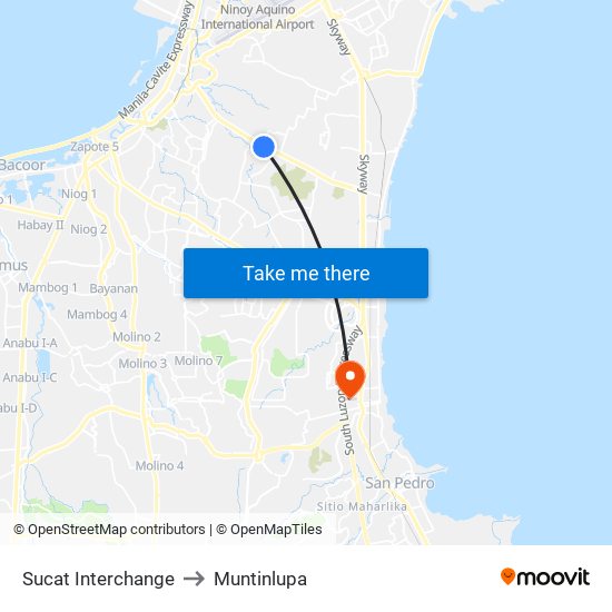 Sucat Interchange to Muntinlupa map