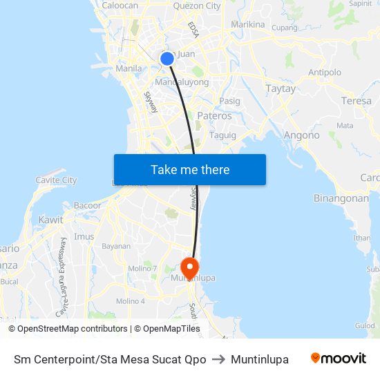 Sm Centerpoint/Sta Mesa Sucat Qpo to Muntinlupa map