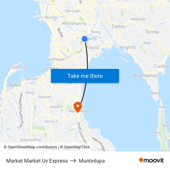 Market Market Uv Express to Muntinlupa map