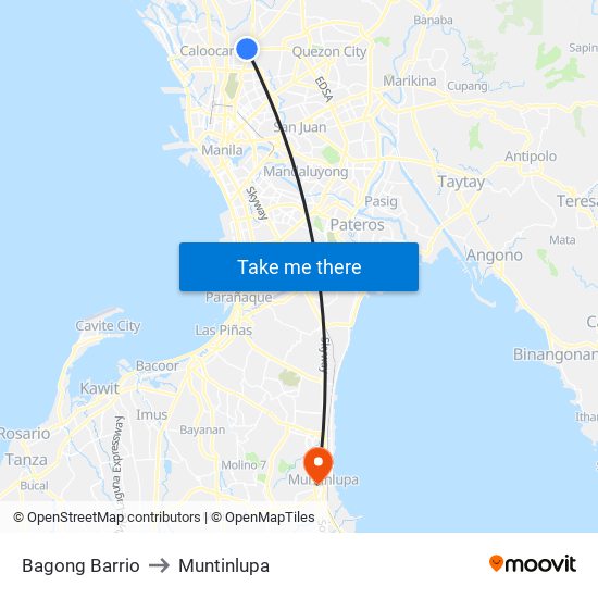 Bagong Barrio to Muntinlupa map