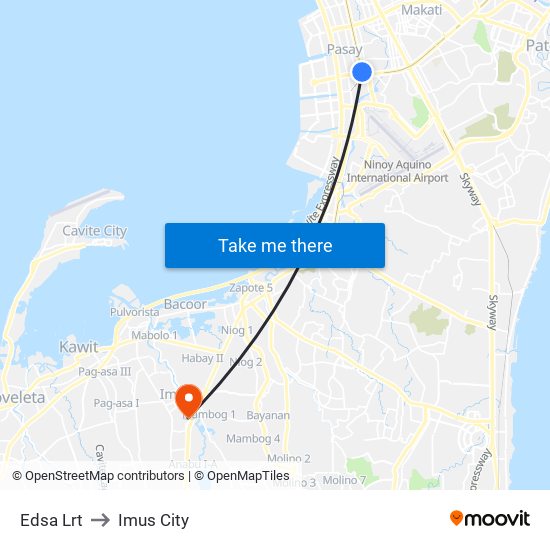 Edsa Lrt to Imus City map