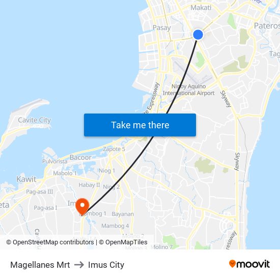 Magellanes Mrt to Imus City map